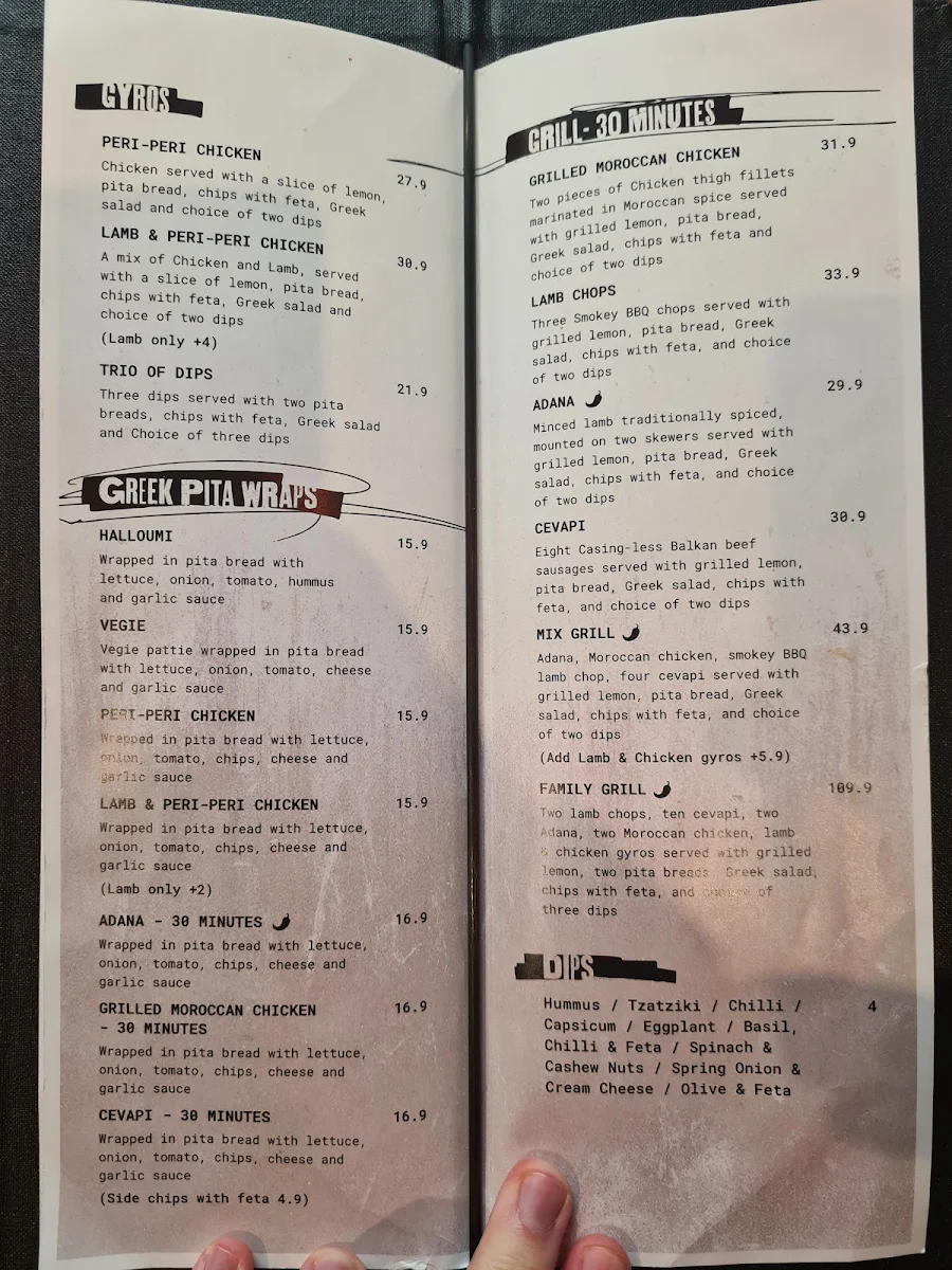 Menu, Little Bad Wolf Noble Park