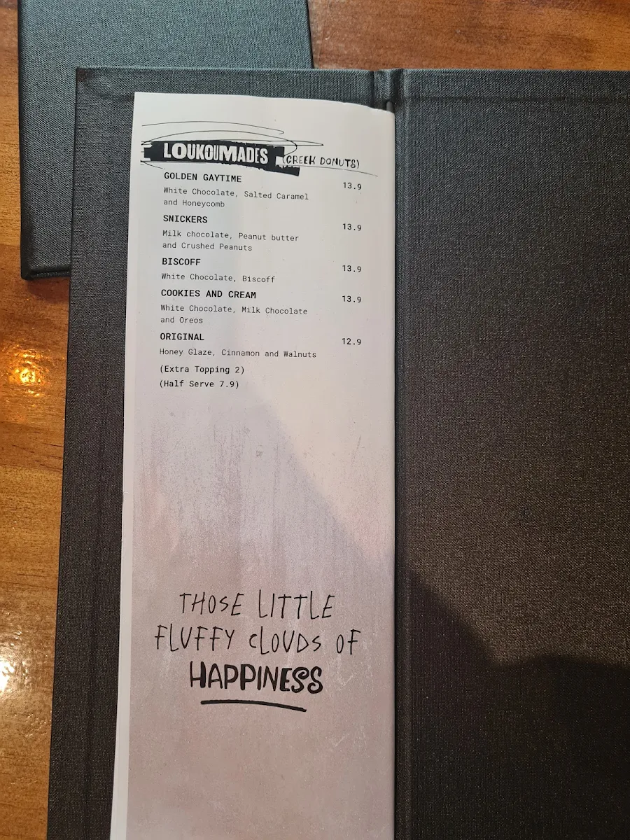 Menu, Little Bad Wolf Noble Park