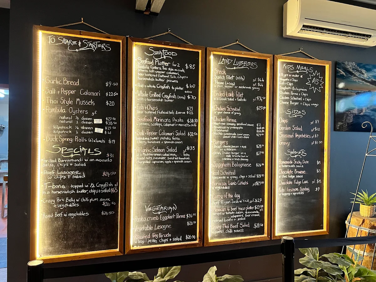 Menu, Mallacoota Bistro hotel