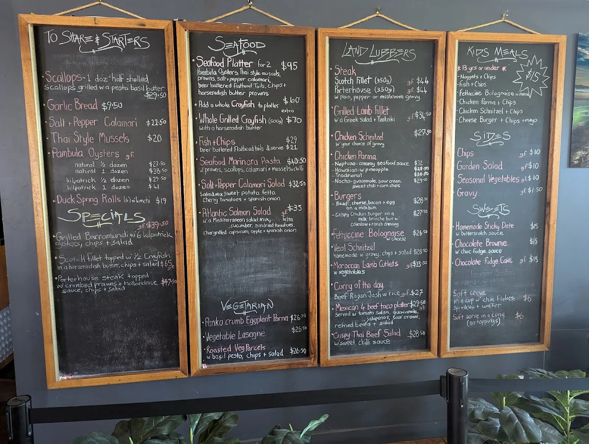Menu, Mallacoota Bistro hotel