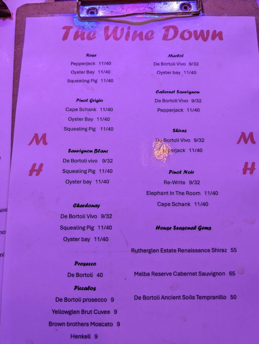 Menu, Mallacoota Bistro hotel