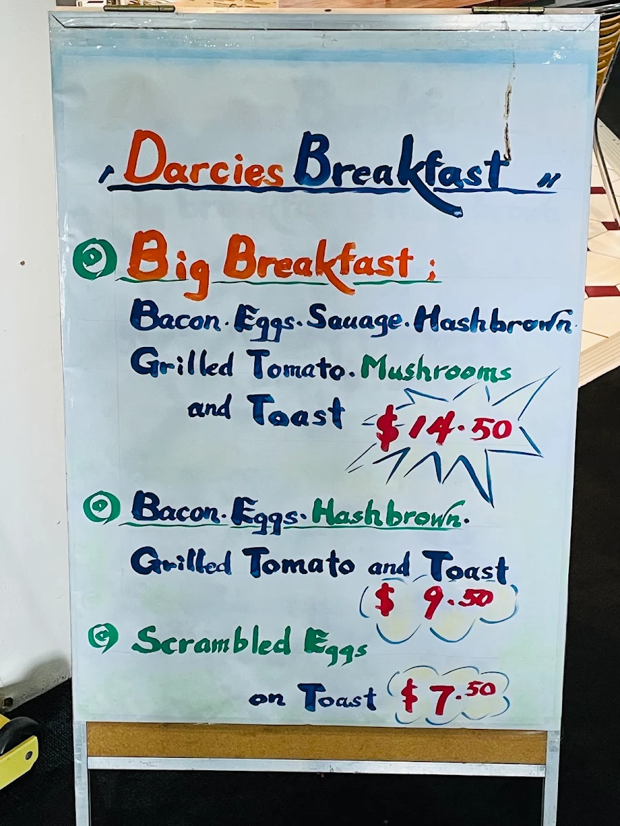 Menu, Darcie's Cafe