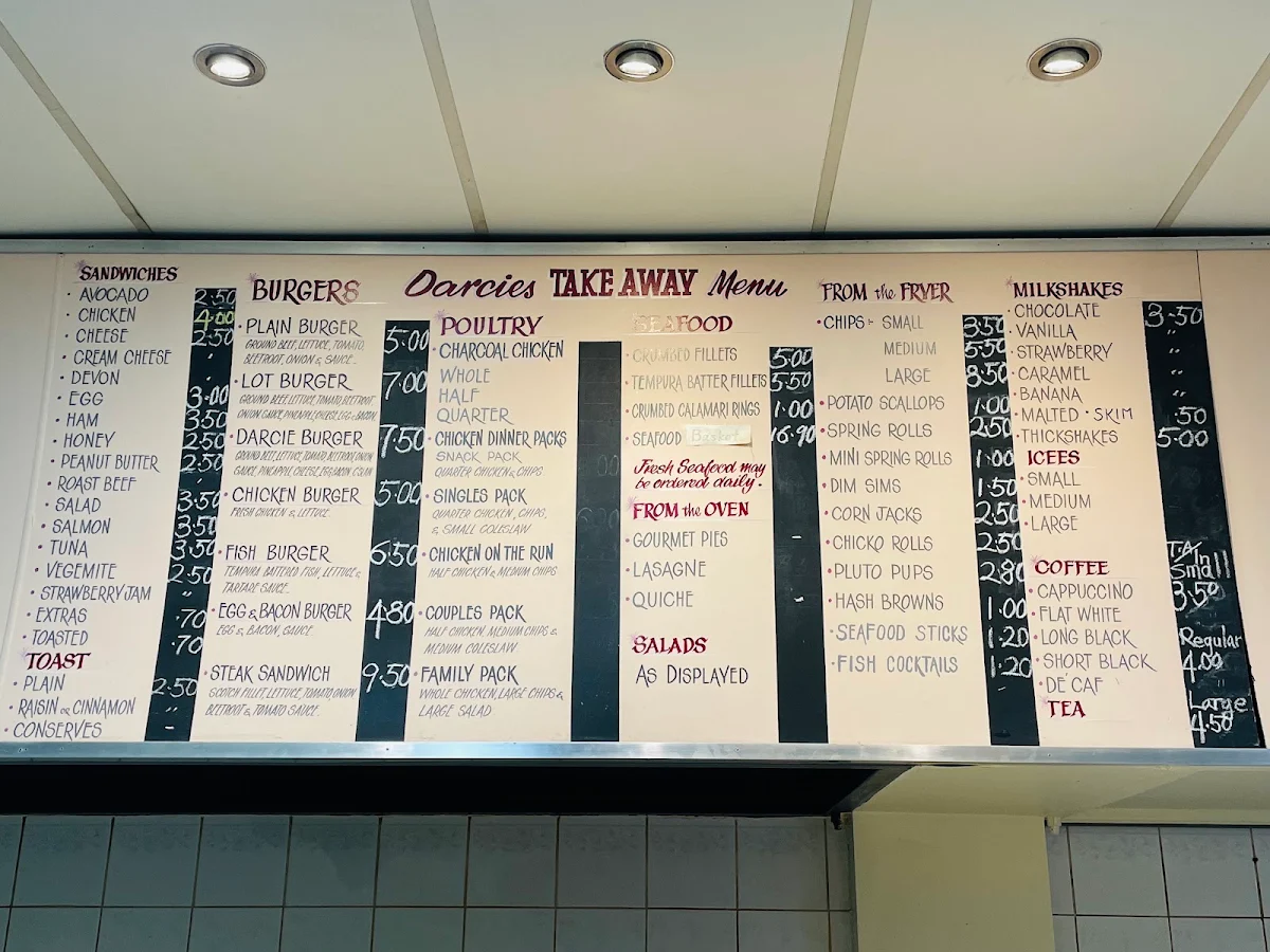Menu, Darcie's Cafe