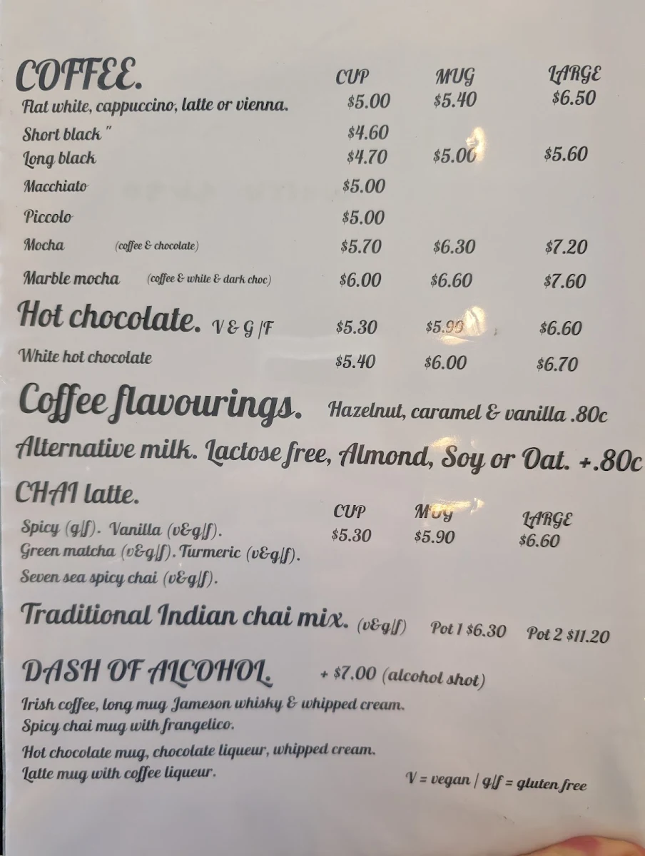 Menu, DS Coffee House Cafe