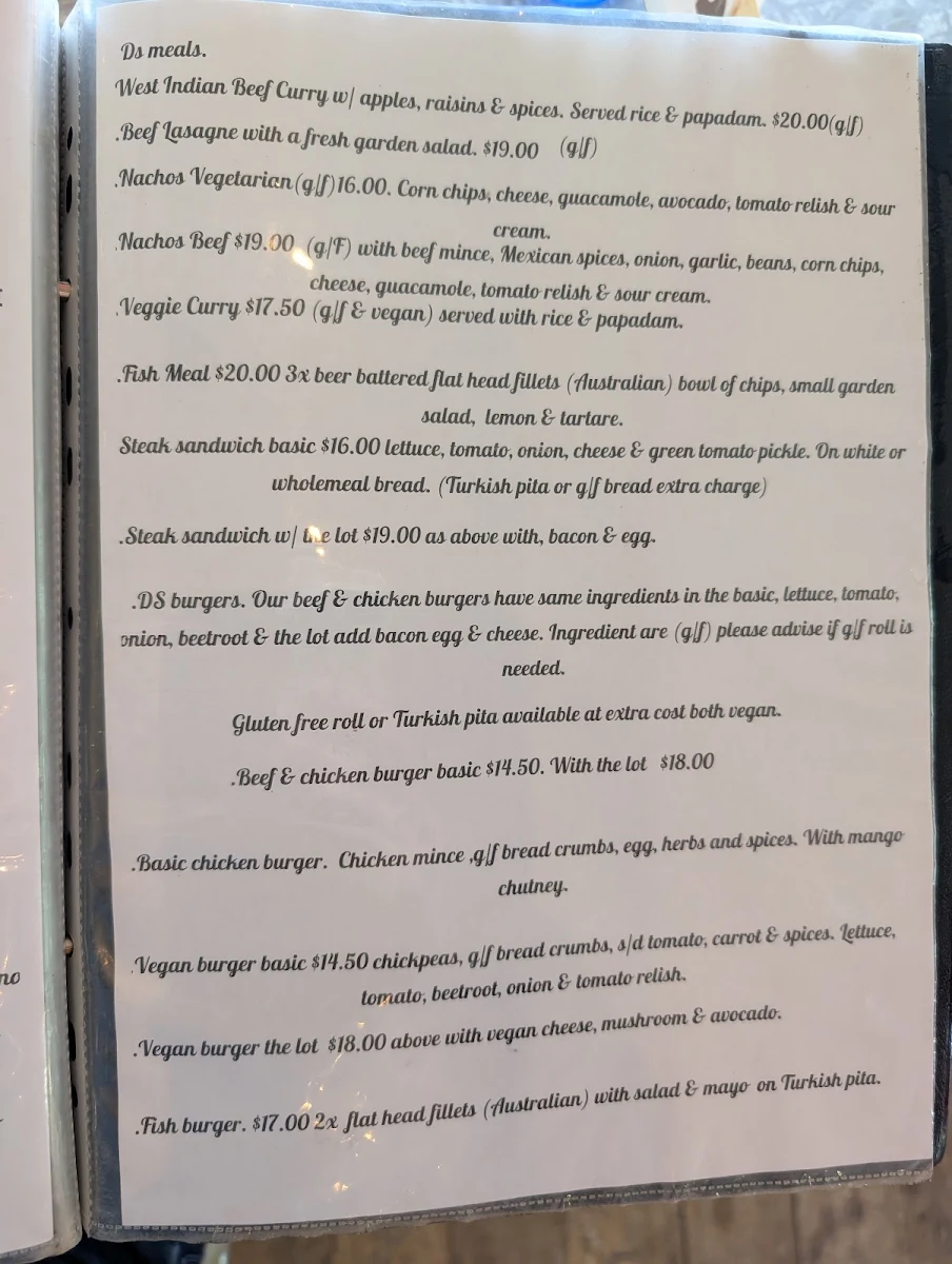 Menu, DS Coffee House Cafe
