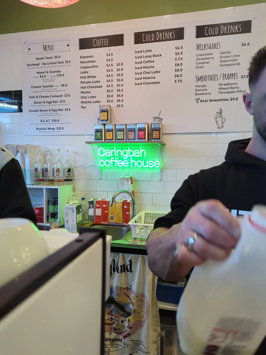 Menu, Caringbah Coffee House