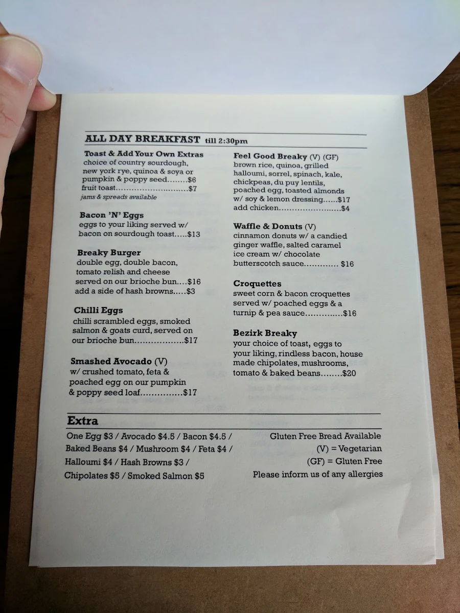 Menu, Bezirk Cafe