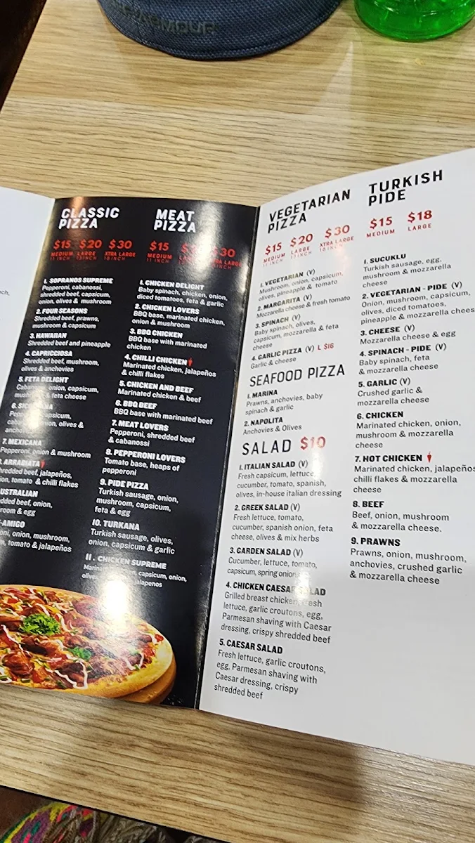 Menu, Sopranos Gourmet Pizza Pasta & Kebab