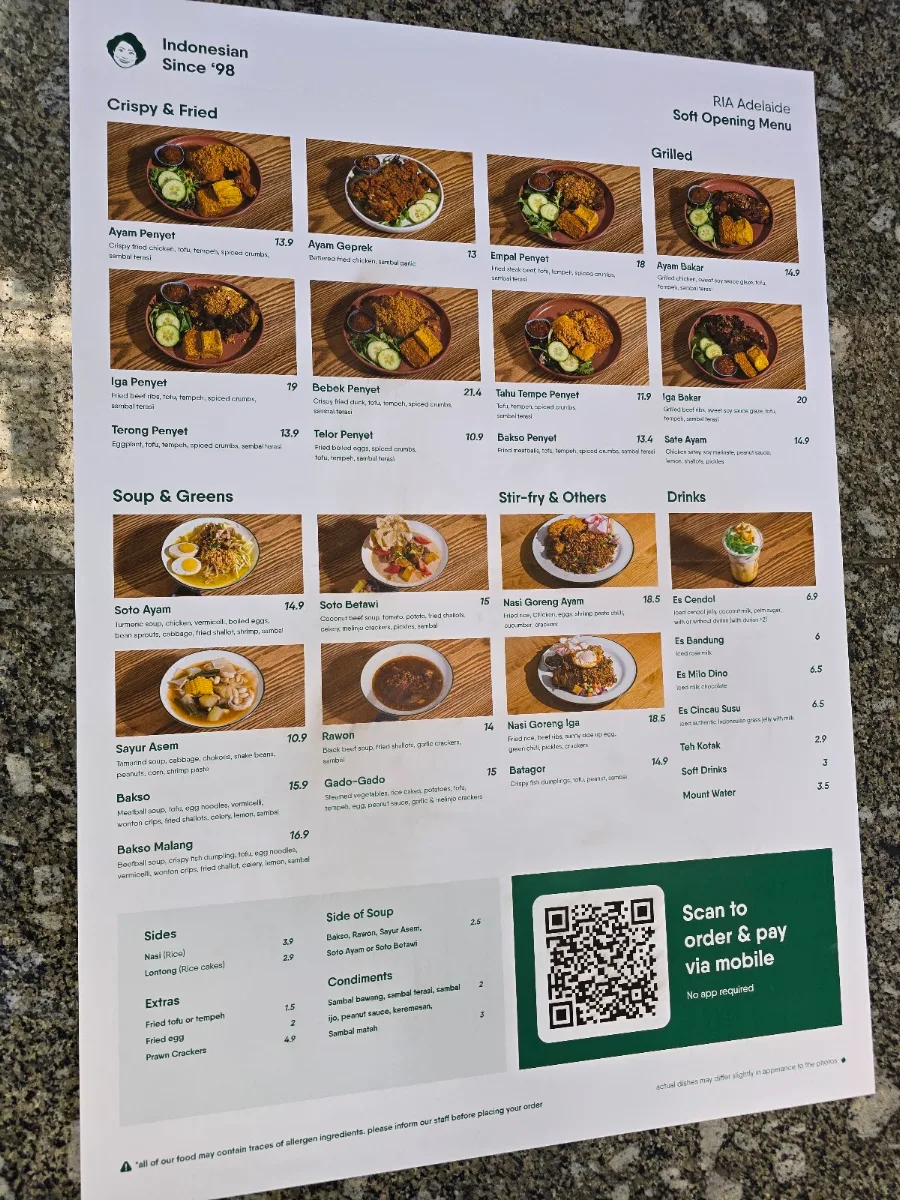 Menu, Ria Ayam Penyet