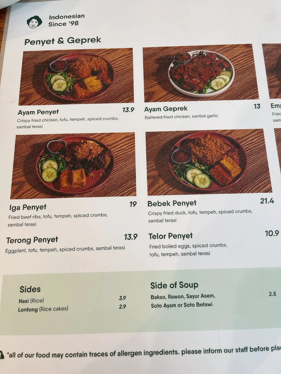 Menu, Ria Ayam Penyet