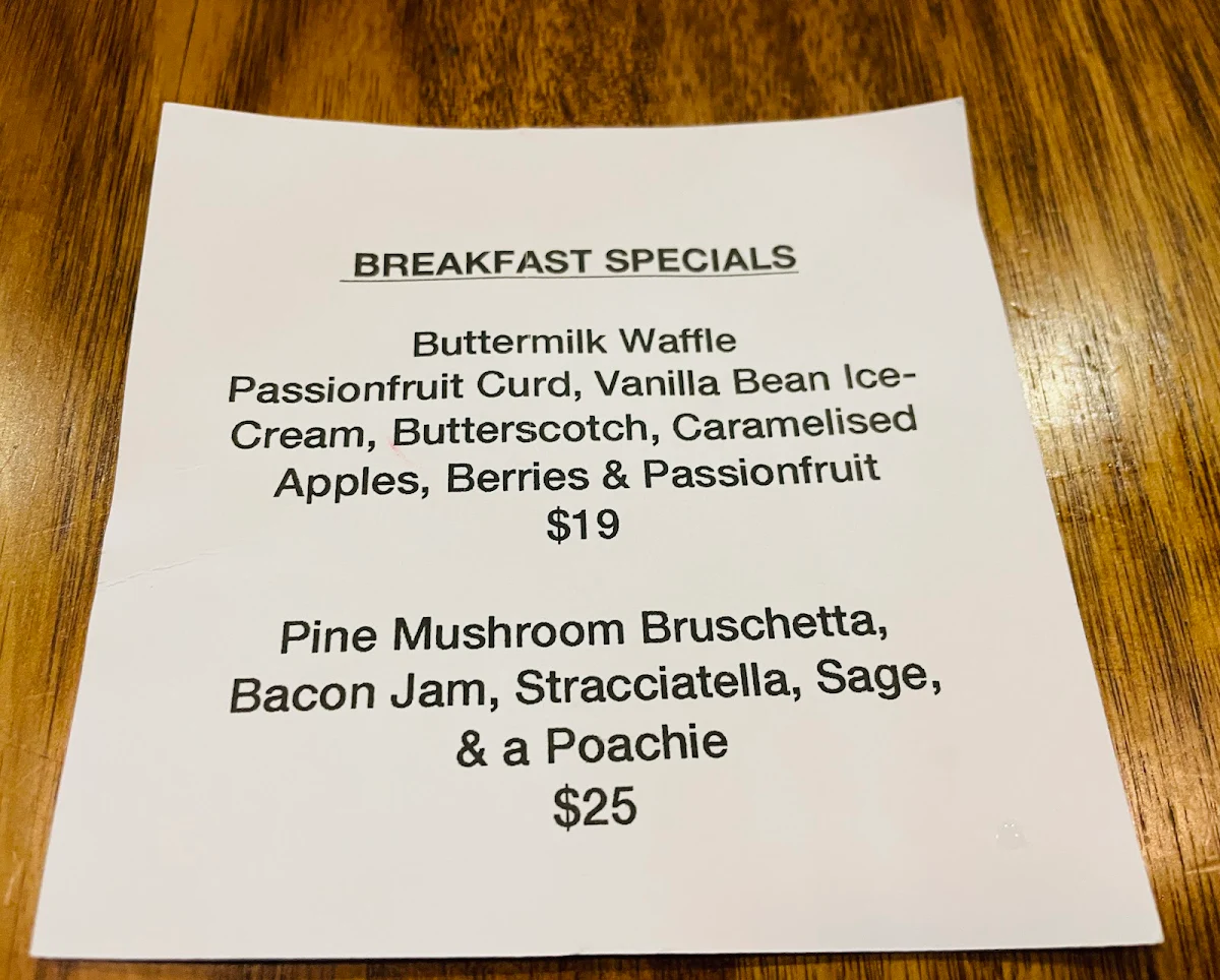 Menu, High St Depot