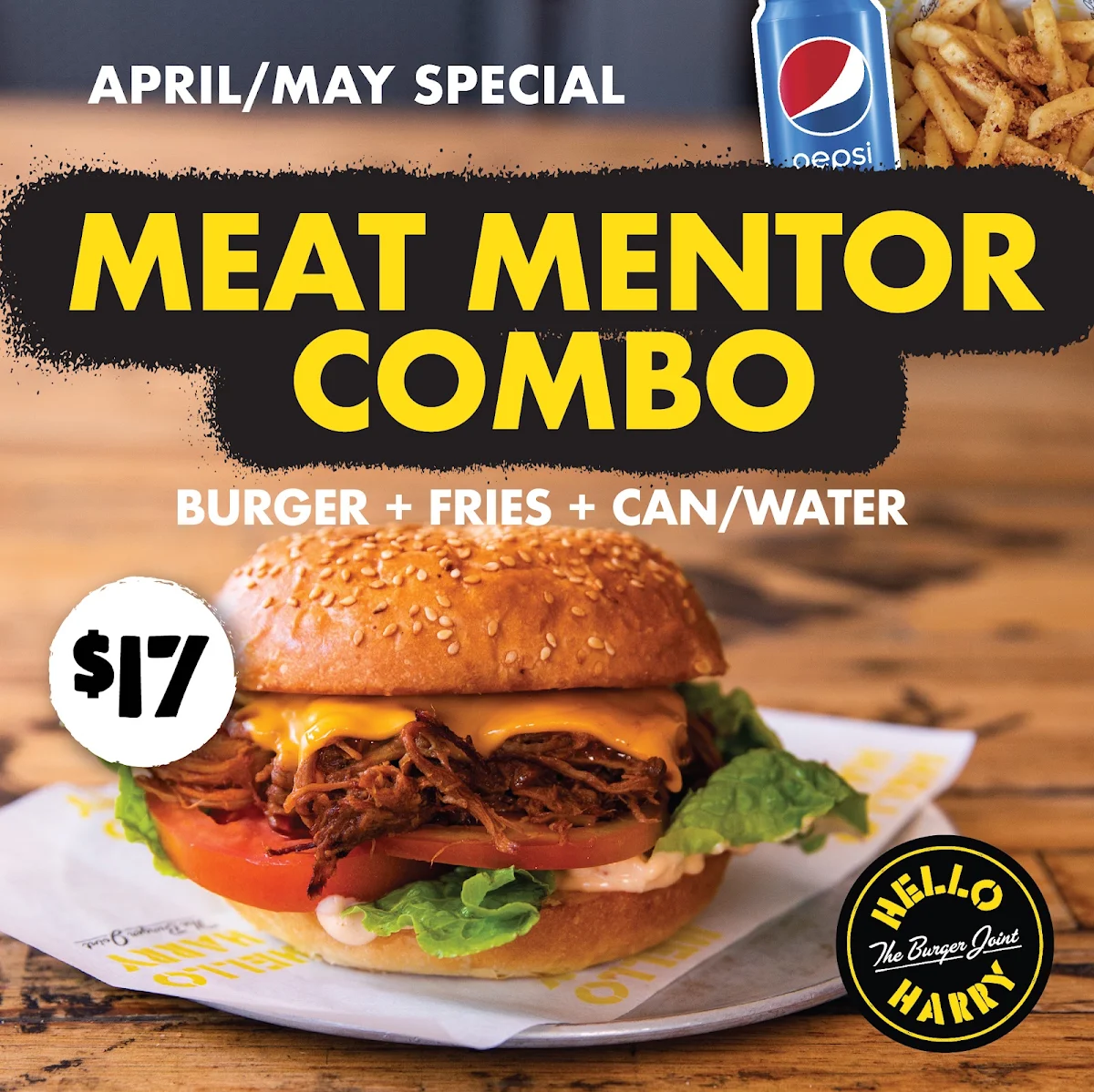 Menu, Hello Harry The Burger Joint (Jindalee)