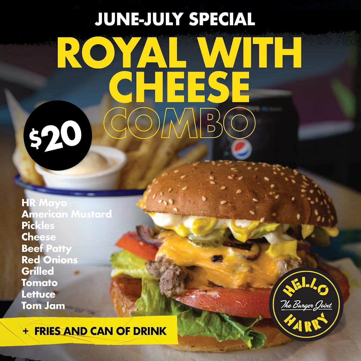 Menu, Hello Harry The Burger Joint (Jindalee)