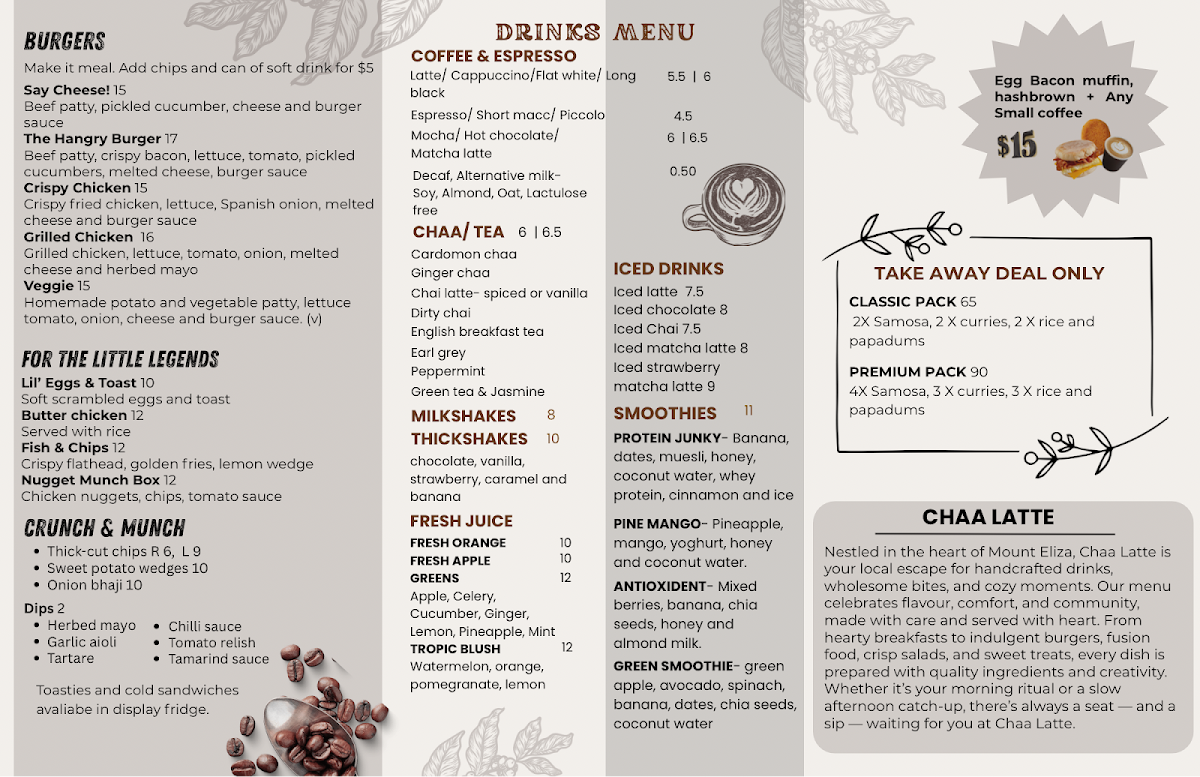 Menu, Chaa Latte
