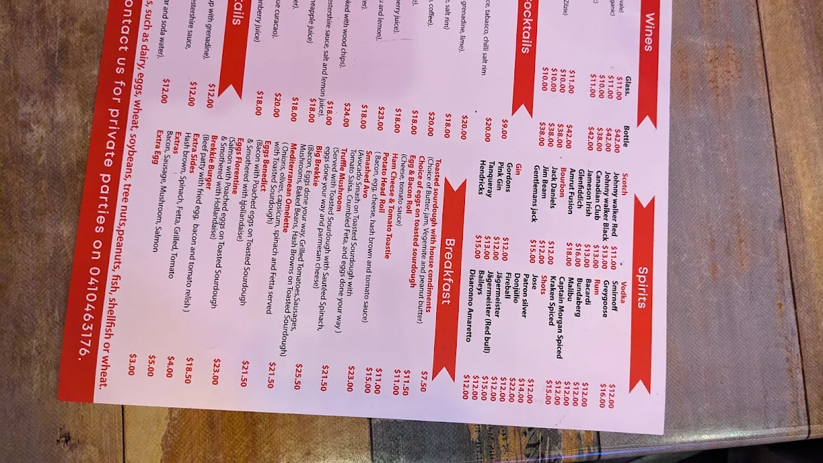 Menu, Bombay Rocks