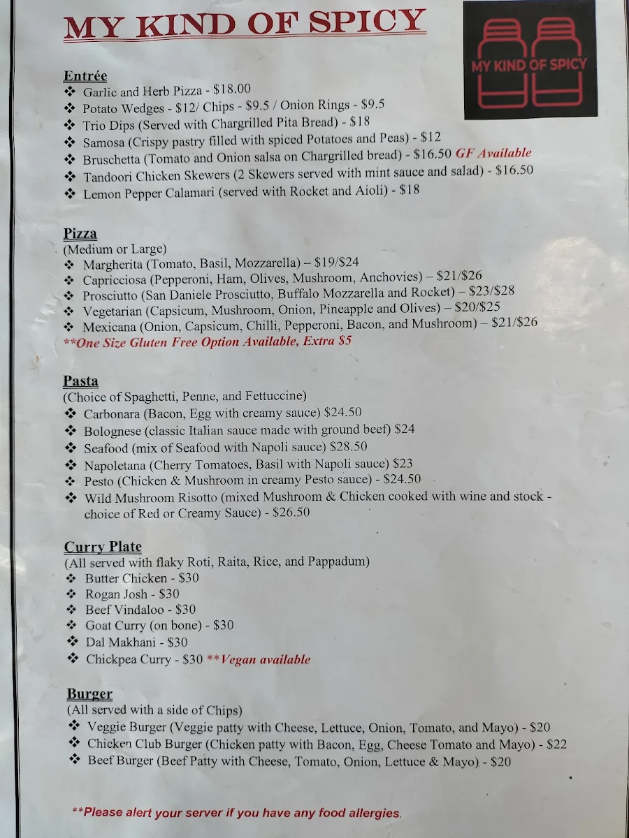 Menu, Bombay Rocks