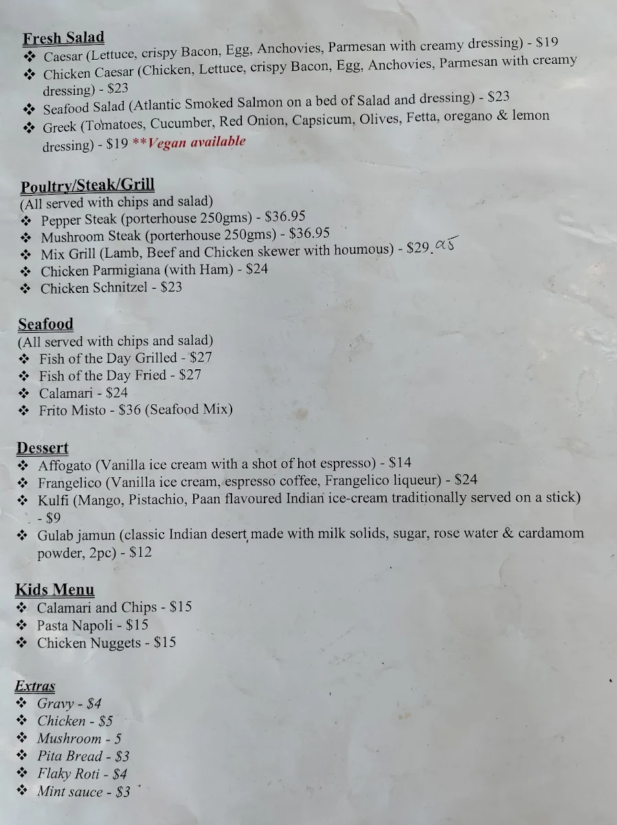 Menu, Bombay Rocks
