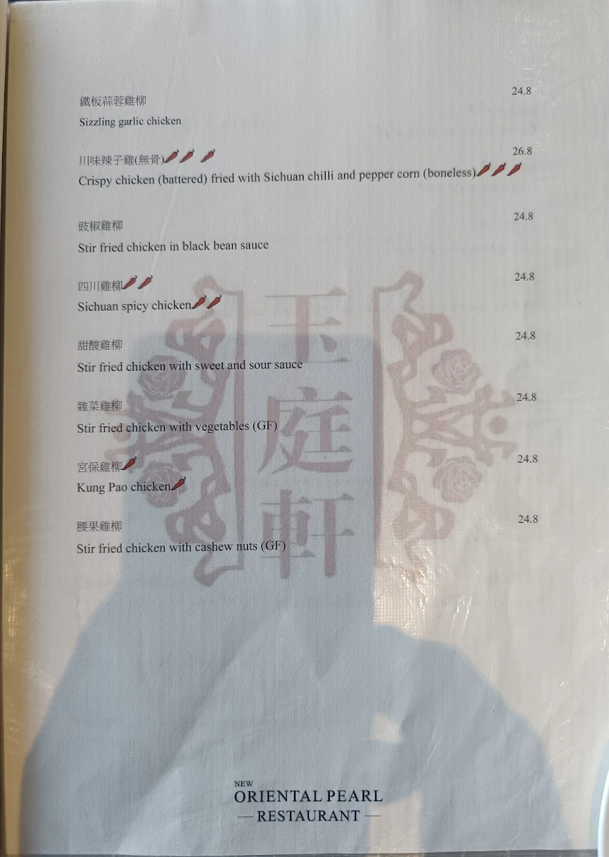 Menu, New Oriental Pearl Restaurant
