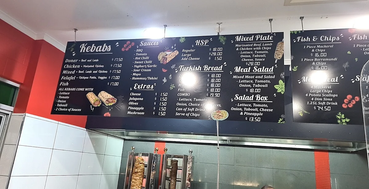 Menu, Ali G's Kebabs, Fish & Chips Edmonton