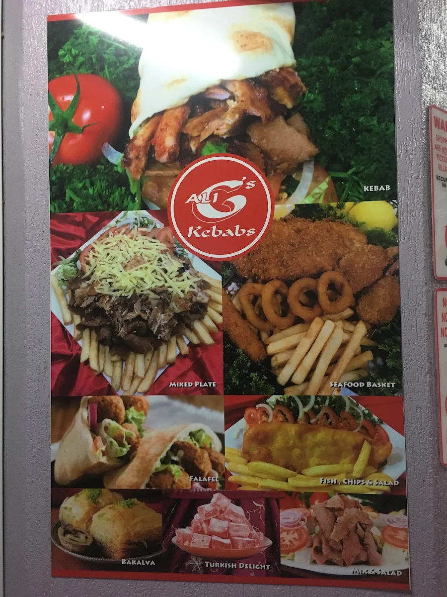Menu, Ali G's Kebabs, Fish & Chips Edmonton