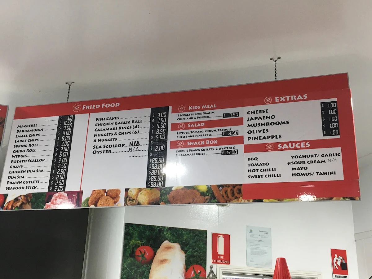 Menu, Ali G's Kebabs, Fish & Chips Edmonton