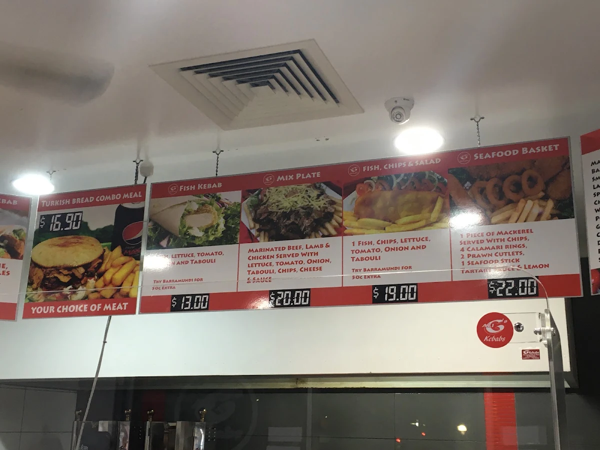 Menu, Ali G's Kebabs, Fish & Chips Edmonton
