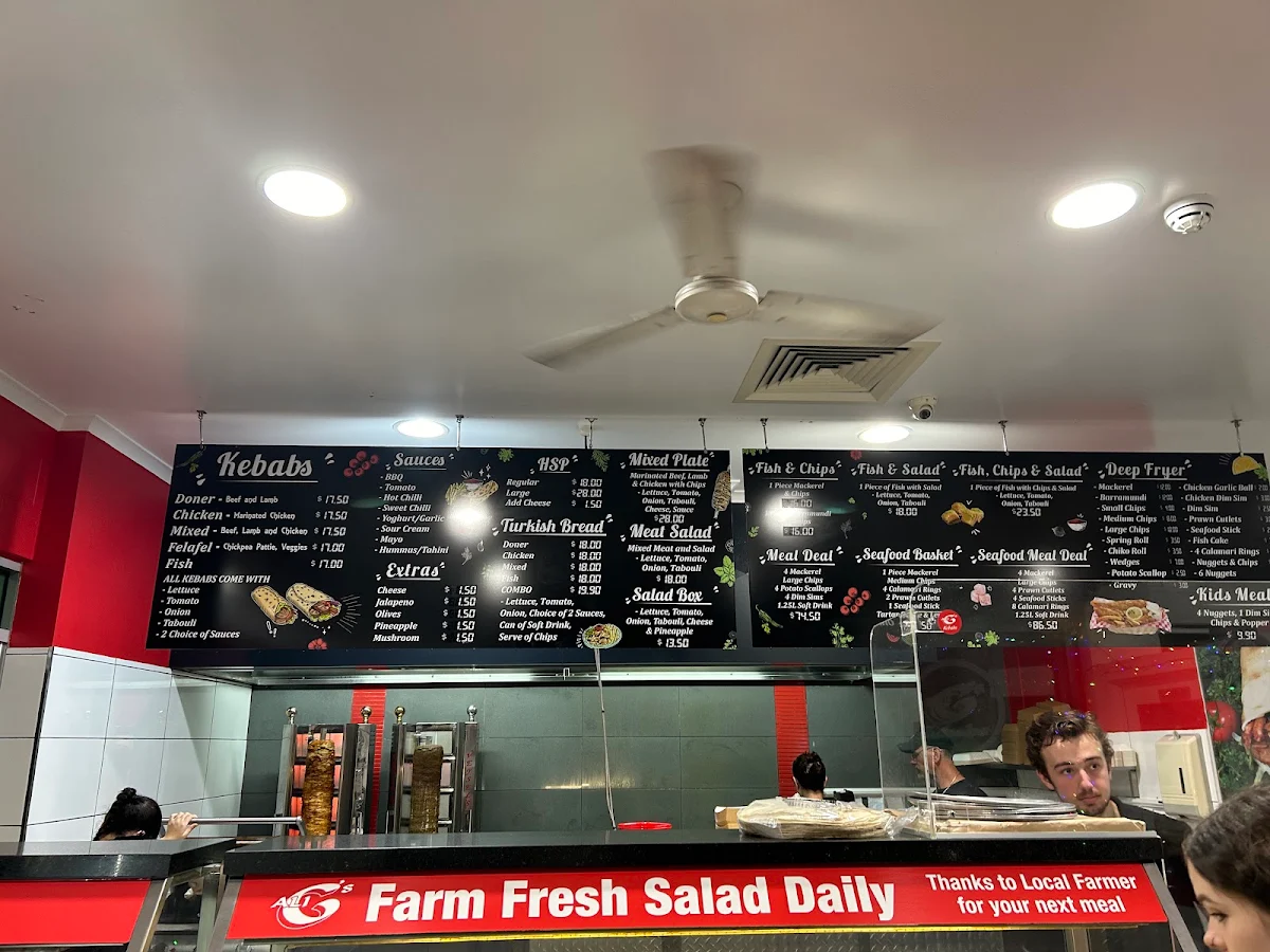 Menu, Ali G's Kebabs, Fish & Chips Edmonton