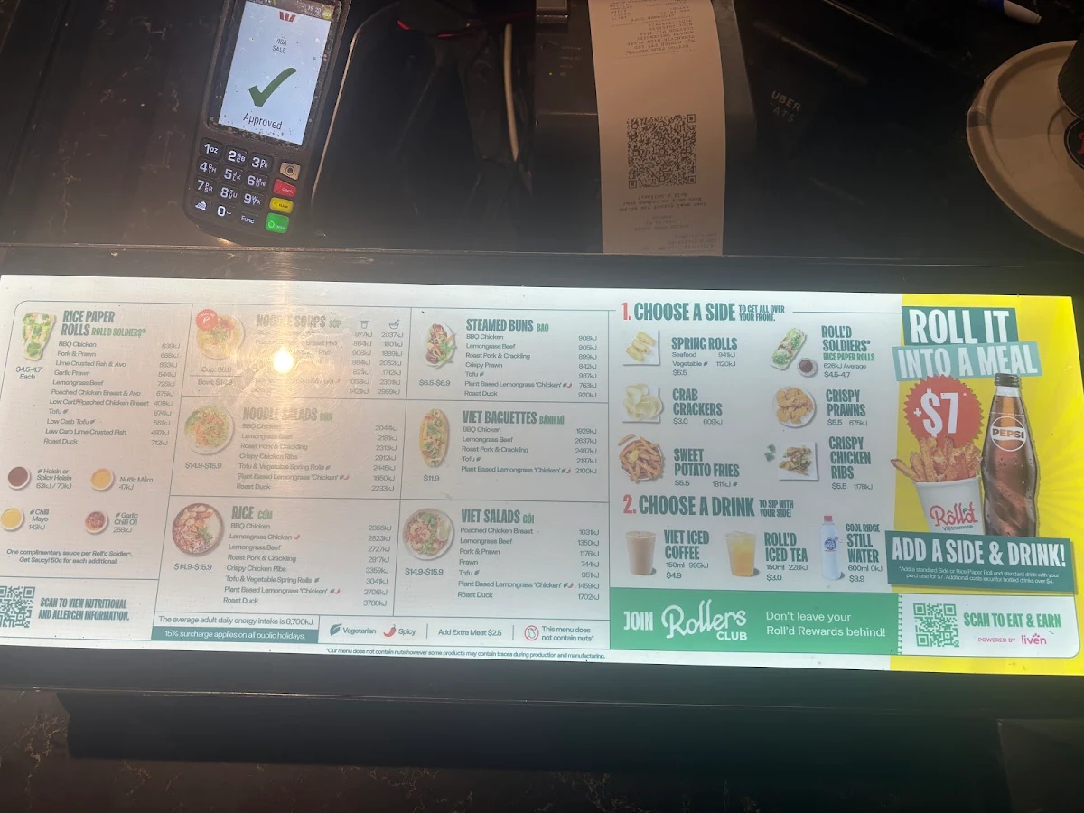 Menu, Roll'd Monash