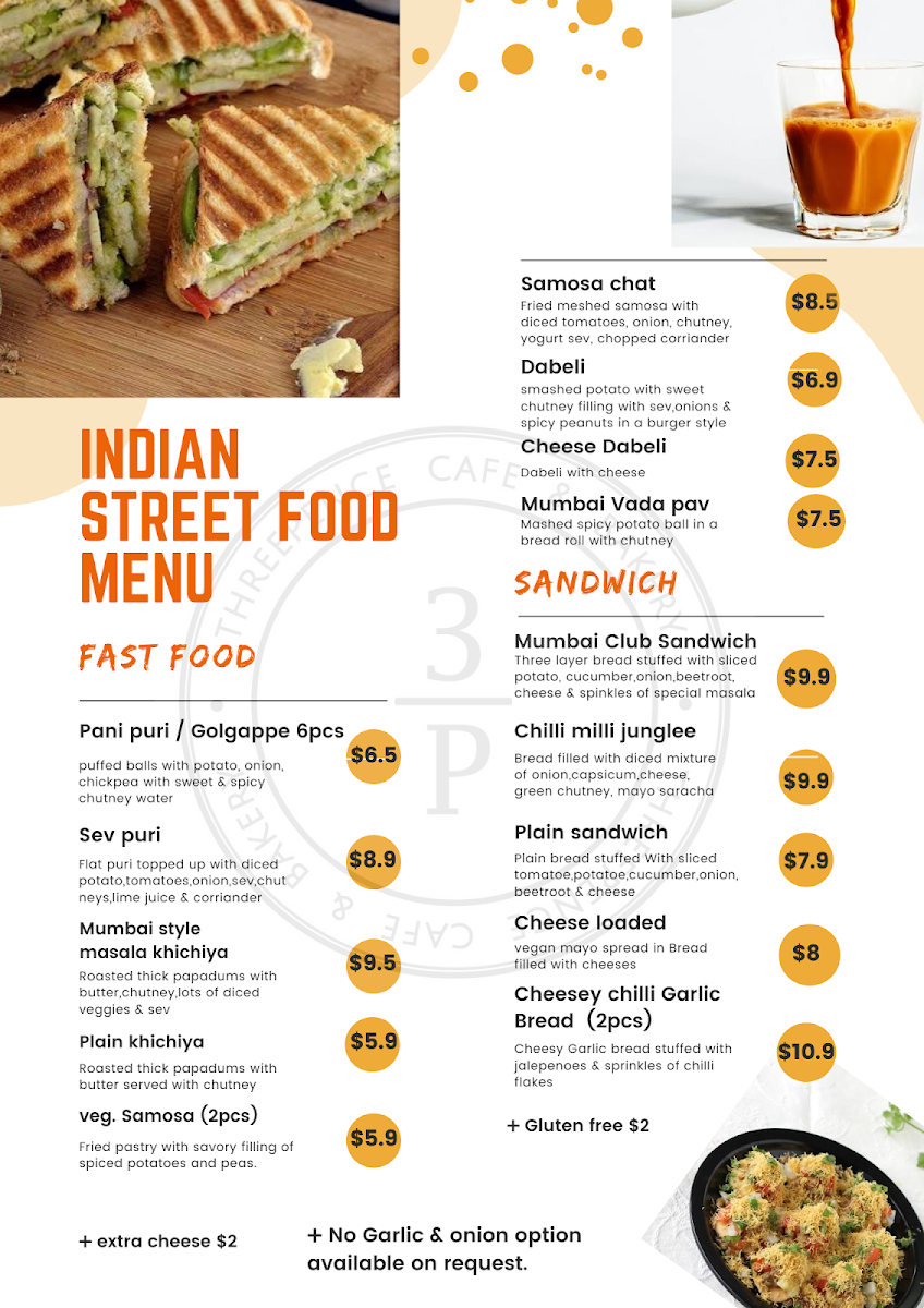 Menu, Threepence Cafe