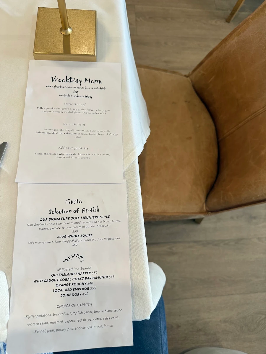 Menu, Gusto Riverfront Restaurant