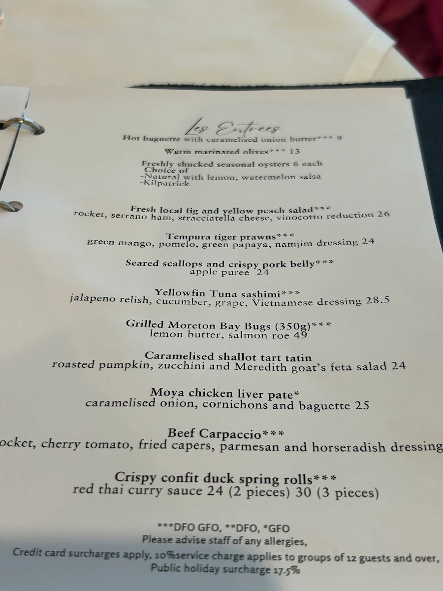 Menu, Gusto Riverfront Restaurant