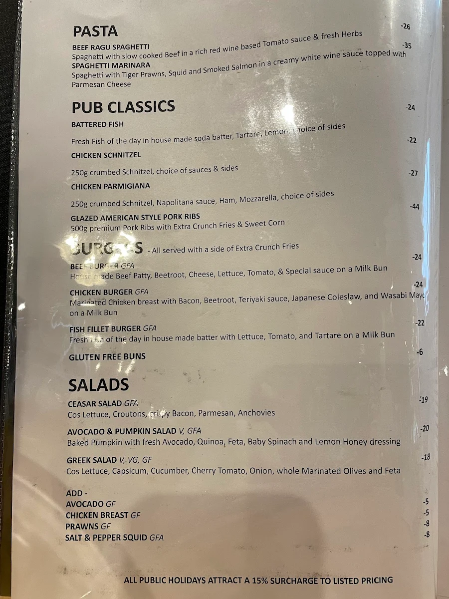 Menu, Archibald Hotel