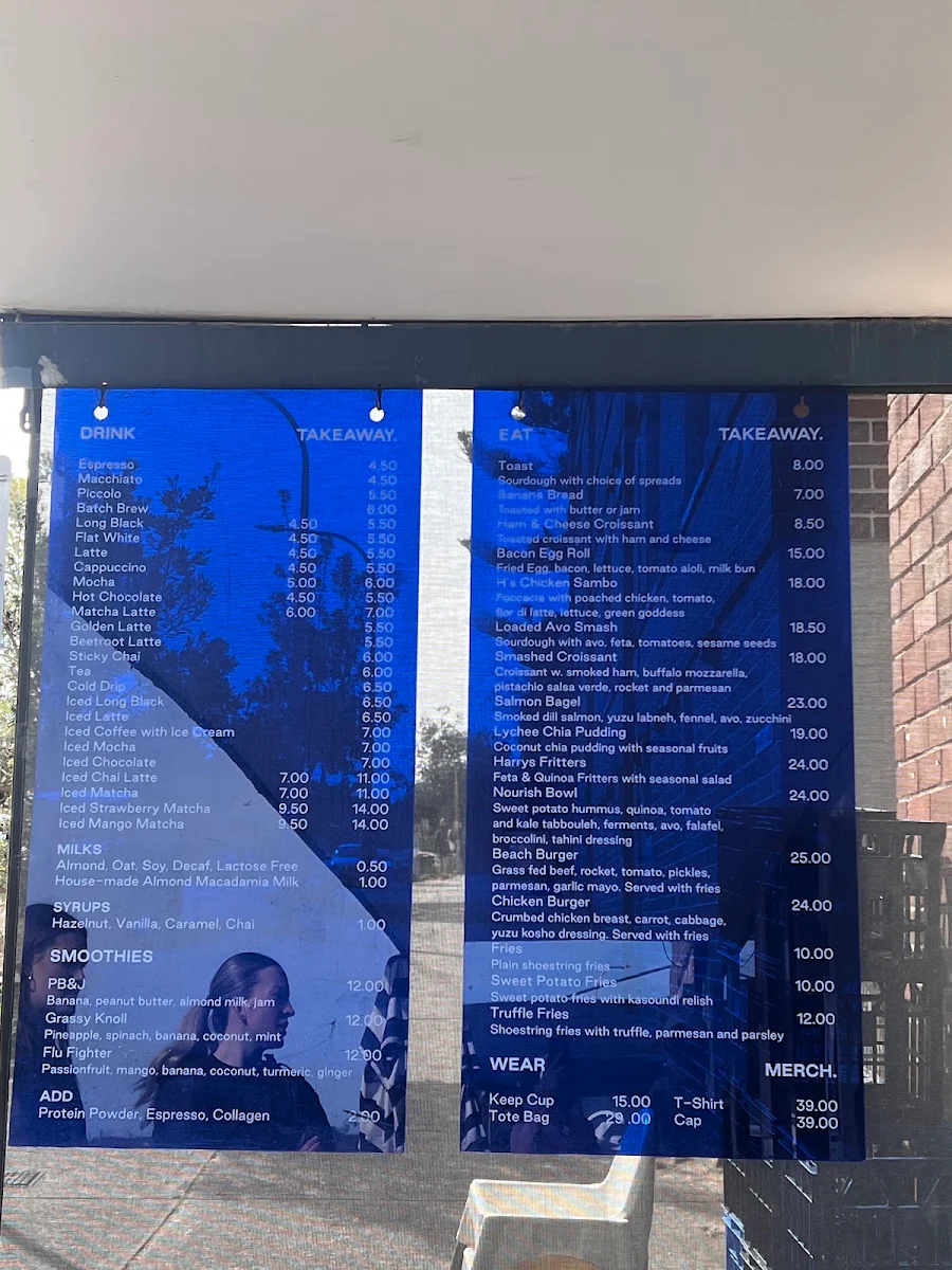 Menu, Harrys Bondi