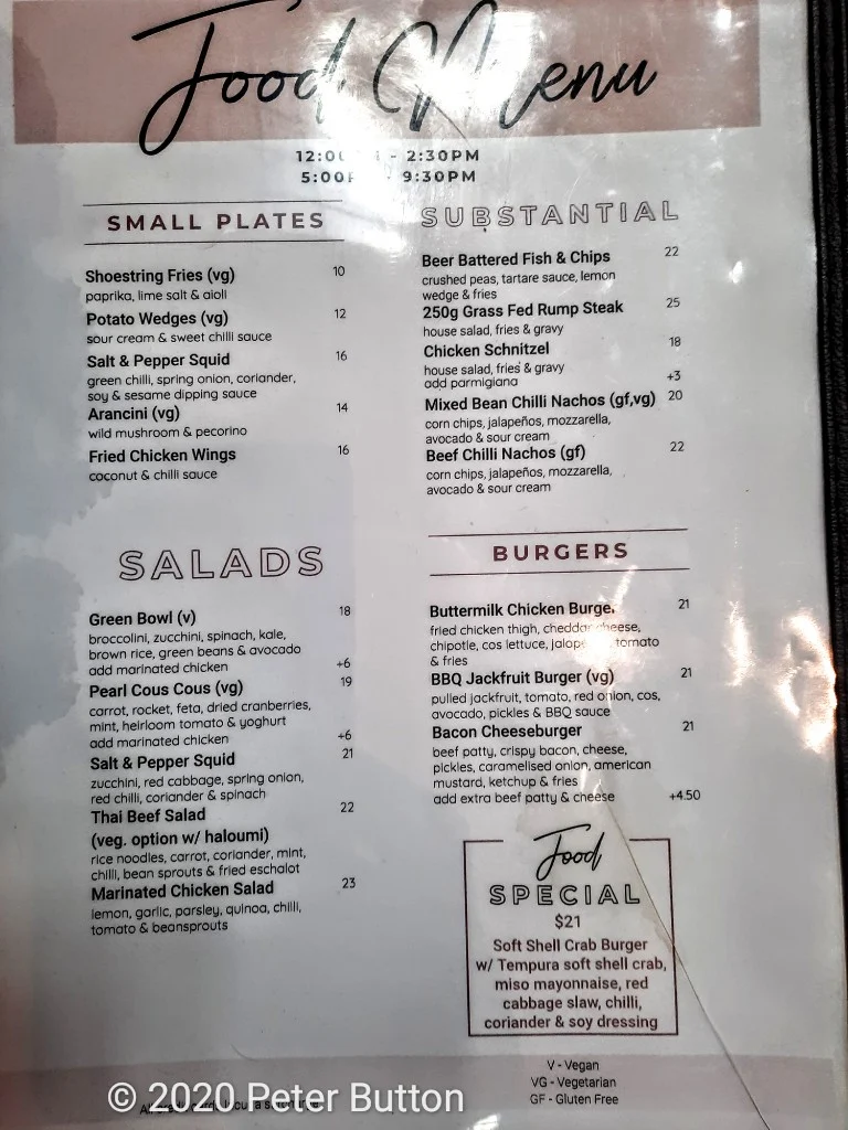 Menu, ArtHouse Hotel