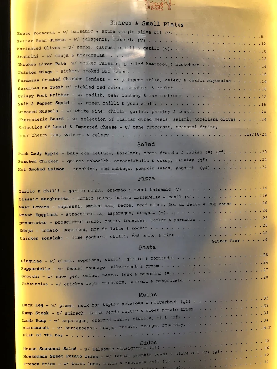 Menu, ArtHouse Hotel