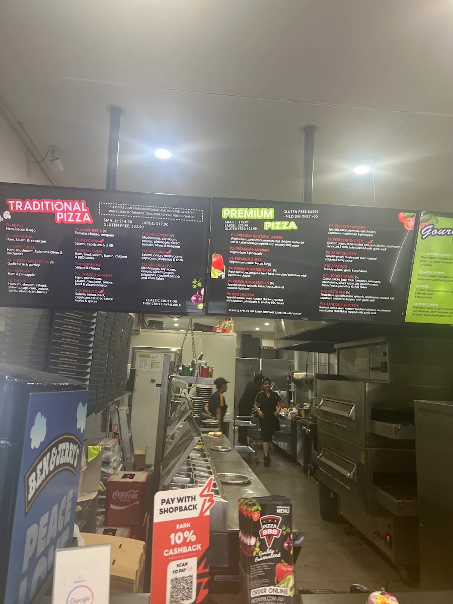 Menu, Pizza 888 Balwyn