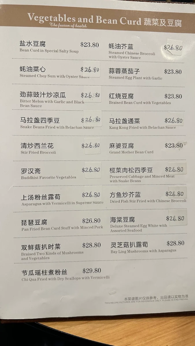 Menu, Eaton Ashfield