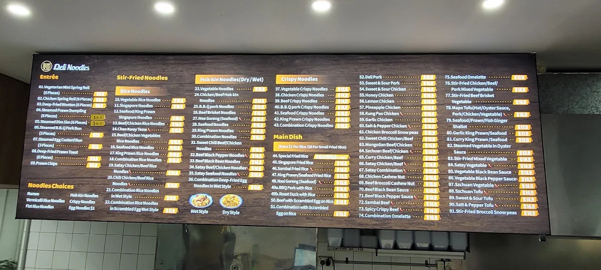 Menu, Deli Noodles