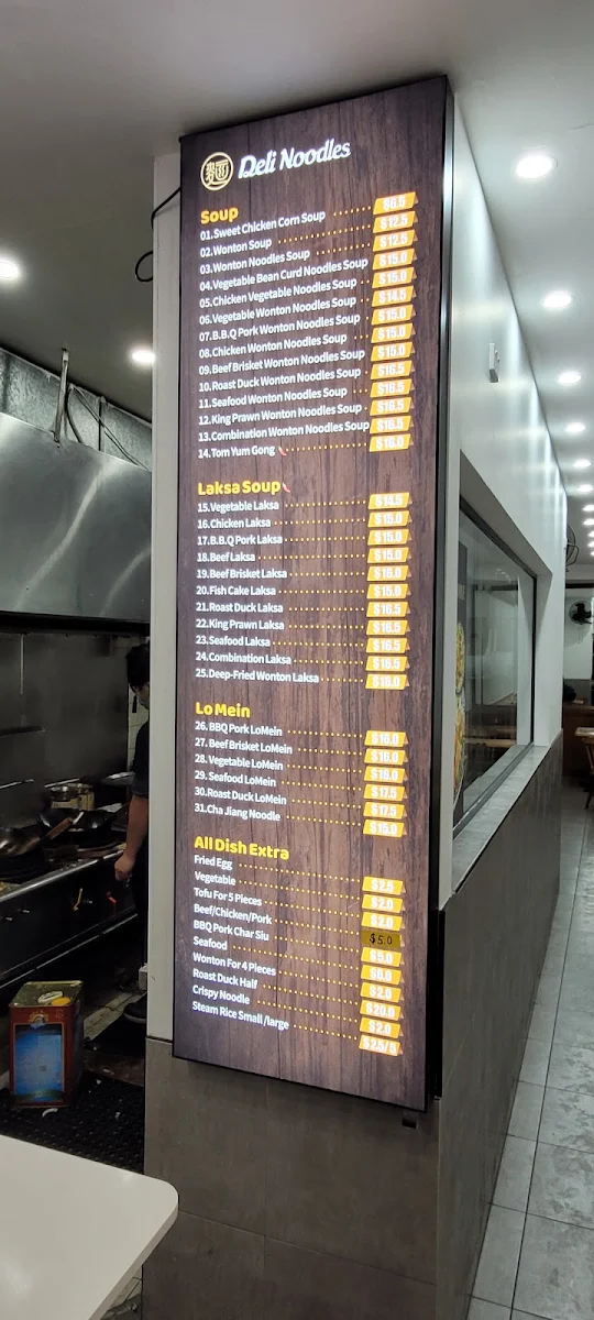 Menu, Deli Noodles