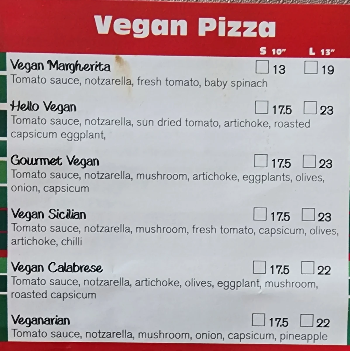 Menu, Russo’s Organic Based Pizzeria