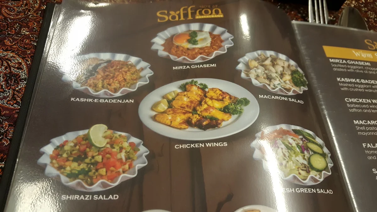 Menu, Taste of Saffron Restaurant