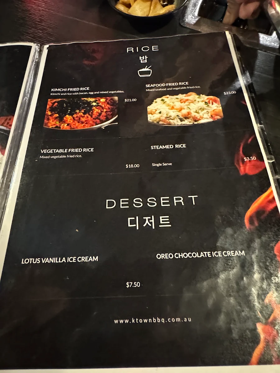 Menu, K - Town Korean BBQ House