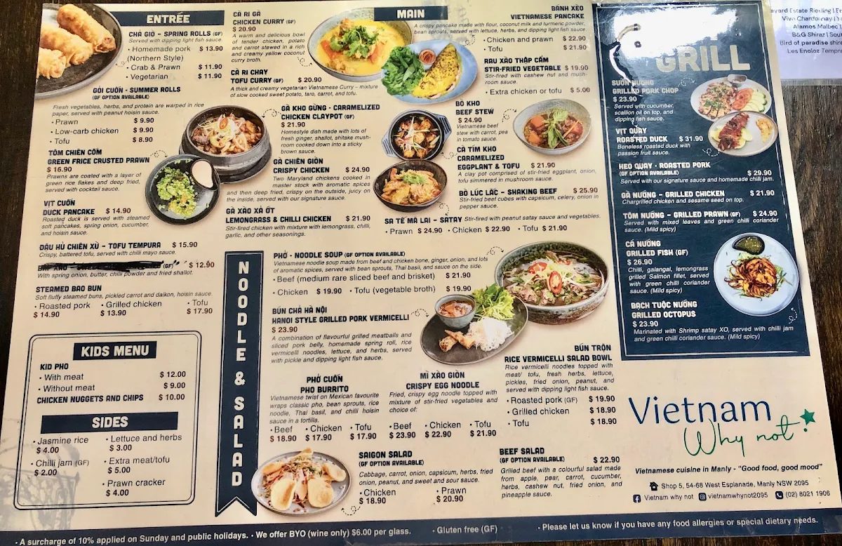 Menu, Vietnam Why Not Restaurant