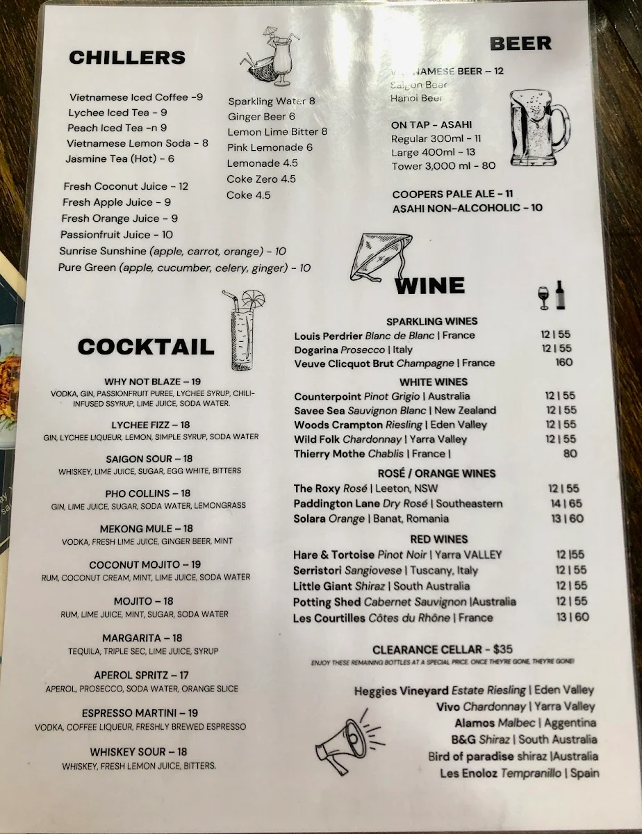 Menu, Vietnam Why Not Restaurant