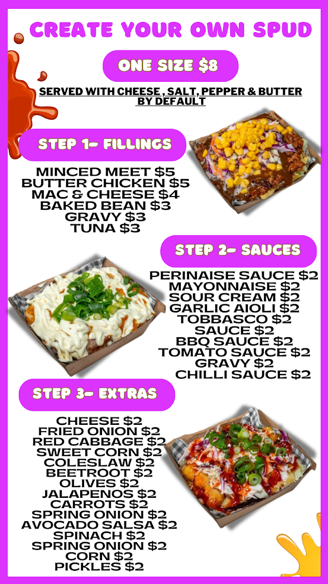 Menu, Spud Daddy Campbellfield