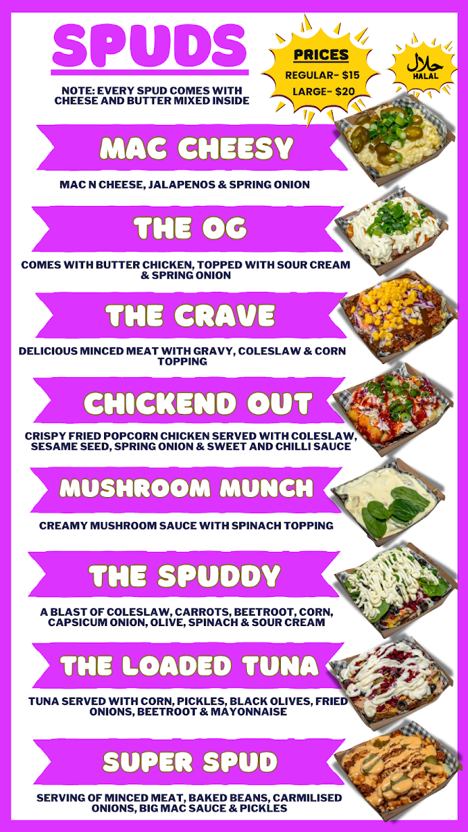 Menu, Spud Daddy Campbellfield