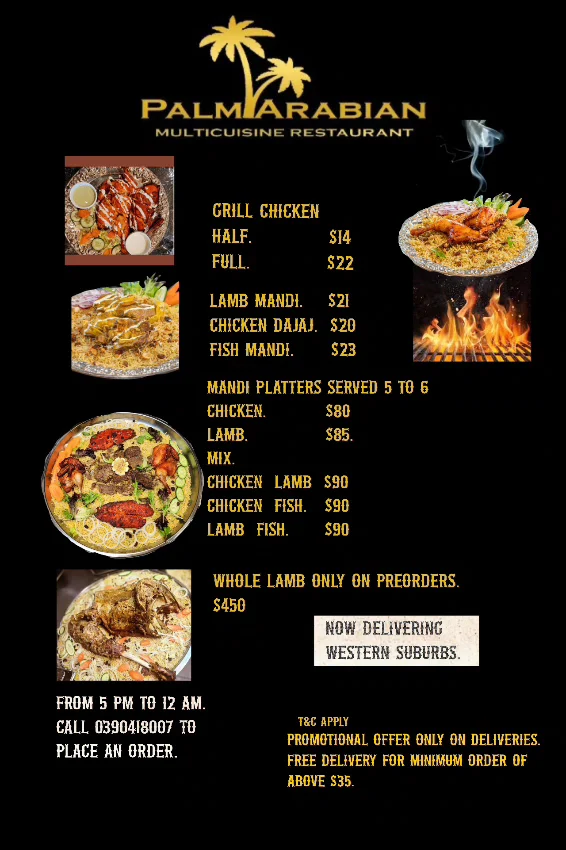 Menu, Palm Arabia by Jannat Al Mandi