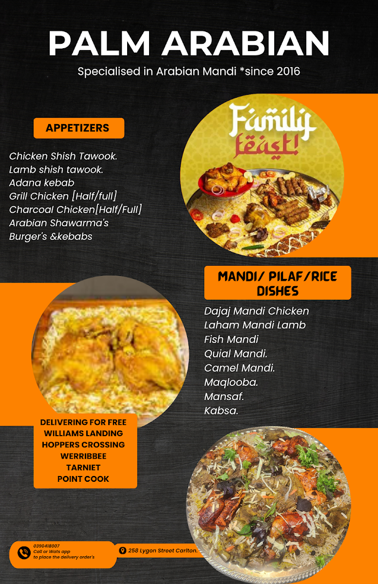 Menu, Palm Arabia by Jannat Al Mandi