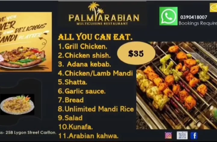 Menu, Palm Arabia by Jannat Al Mandi