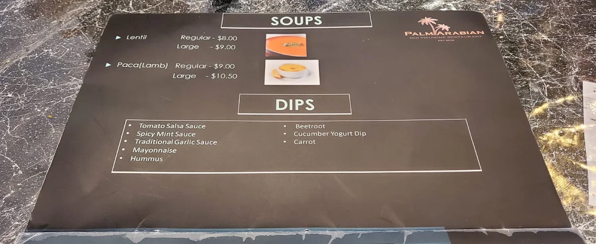 Menu, Palm Arabia by Jannat Al Mandi